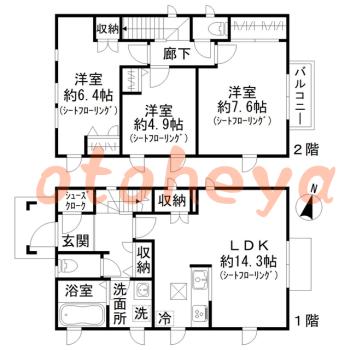 楽器ピアノ可相談 の 賃貸物件 3LDK 16万円の図面１