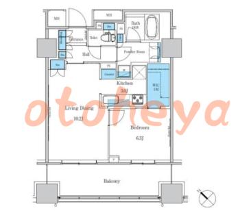 楽器ピアノ可相談 の 賃貸物件 1LDK 22.6万円の図面１