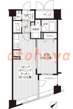 楽器ピアノ可相談 の 賃貸物件 1LDK 22.3万円の図面１