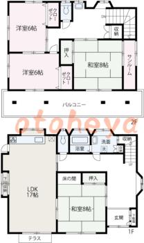 楽器ピアノ可相談 の 賃貸物件 4LDK 10.5万円の図面１