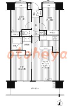 楽器ピアノ可相談 の 賃貸物件 3LDK 18.6万円の図面１
