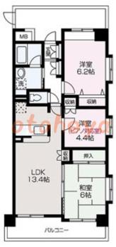 楽器ピアノ可相談 の 賃貸物件 3LDK 13.5万円の図面１