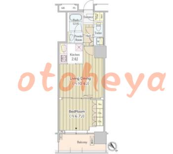 楽器ピアノ可相談 の 賃貸物件 1LDK 19.8万円の図面１
