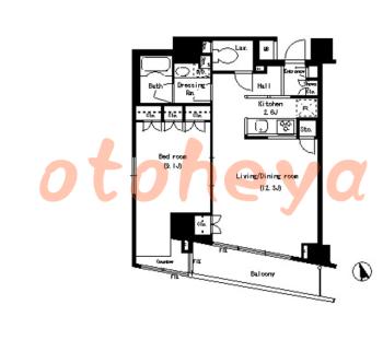 楽器ピアノ可相談 の 賃貸物件 1LDK 23.5万円の図面１