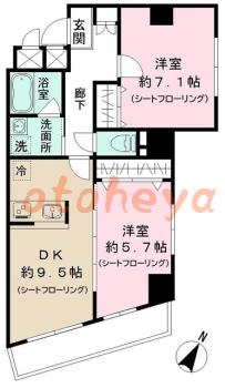 楽器ピアノ可相談 の 賃貸物件 2DK 25万円の図面１