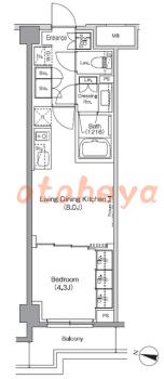 楽器ピアノ可相談 の 賃貸物件 1LDK 14.9万円の図面１