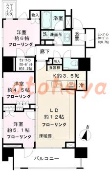 楽器ピアノ可相談 の 賃貸物件 3SLDK 35万円の図面１