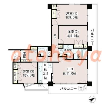 楽器ピアノ可相談 の 賃貸物件 3LDK 30万円の図面１