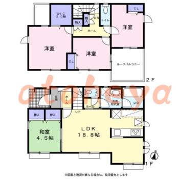 楽器ピアノ可相談 の 賃貸物件 4LDK 27万円の図面１