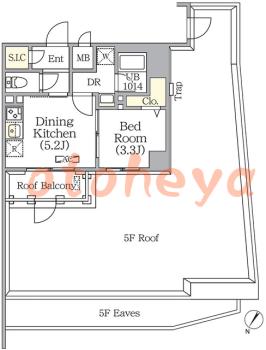 楽器ピアノ可相談 の 賃貸物件 1DK 11.4万円の図面１