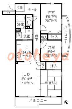 楽器ピアノ可相談 の 賃貸物件 3LDK 13.4万円の図面１