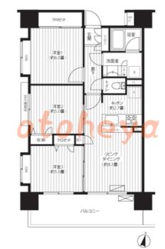 楽器ピアノ可相談 の 賃貸物件 3LDK 19万円の図面１