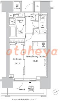 楽器ピアノ可相談 の 賃貸物件 1LDK 16.8万円の図面１