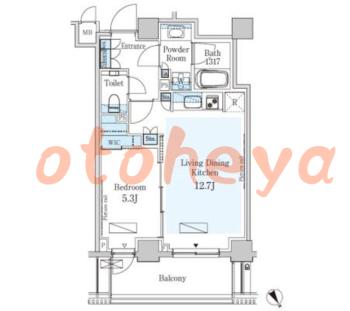 楽器ピアノ可相談 の 賃貸物件 1LDK 34.5万円の図面１