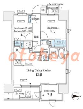楽器ピアノ可相談 の 賃貸物件 3LDK 24万円の図面１