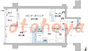 楽器ピアノ可相談 の 賃貸物件 1LDK 19万円の図面１