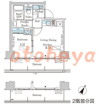 楽器ピアノ可相談 の 賃貸物件 1LDK 13.3万円の図面１