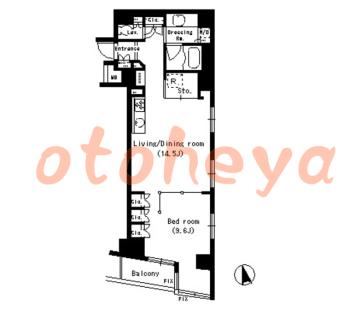楽器ピアノ可相談 の 賃貸物件 1LDK 24.3万円の図面１