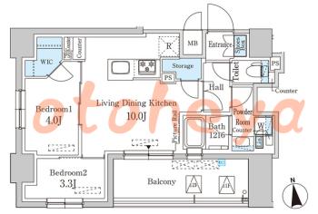 楽器ピアノ可相談 の 賃貸物件 2LDK 29.5万円の図面１