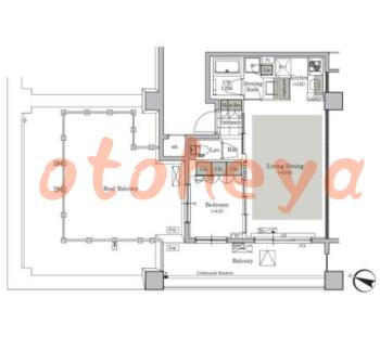 楽器ピアノ可相談 の 賃貸物件 1LDK 16.6万円の図面１