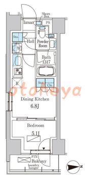 楽器ピアノ可相談 の 賃貸物件 1DK 14.4万円の図面１