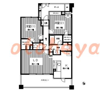 楽器ピアノ可相談 の 賃貸物件 2LDK 13.9万円の図面１