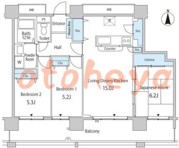 楽器ピアノ可相談 の 賃貸物件 3LDK 25.1万円の図面１