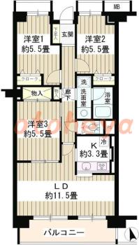 楽器ピアノ可相談 の 賃貸物件 3LDK 23.1万円の図面１