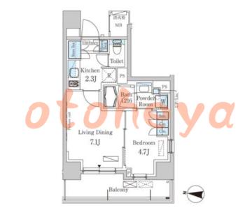 楽器ピアノ可相談 の 賃貸物件 1DK 13.8万円の図面１