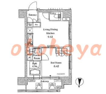 楽器ピアノ可相談 の 賃貸物件 1LDK 15.4万円の図面１