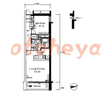 楽器ピアノ可相談 の 賃貸物件 1LDK 36.5万円の図面１