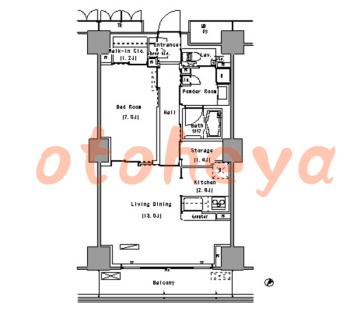 楽器ピアノ可相談 の 賃貸物件 1LDK 26.8万円の図面１