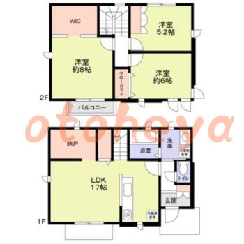楽器ピアノ可相談 の 賃貸物件 3LDK 23万円の図面１