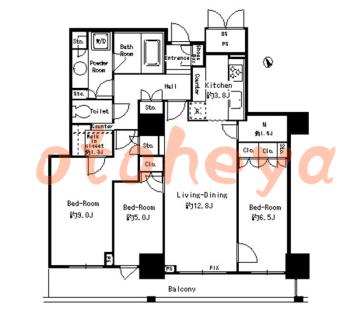 楽器ピアノ可相談 の 賃貸物件 3SLDK 44.5万円の図面１