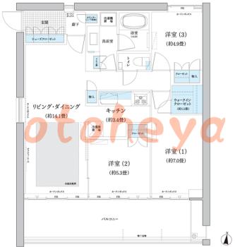 楽器ピアノ可相談 の 賃貸物件 3LDK 29.9万円の図面１
