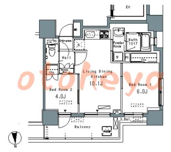 楽器ピアノ可相談 の 賃貸物件 2LDK 22万円の図面1