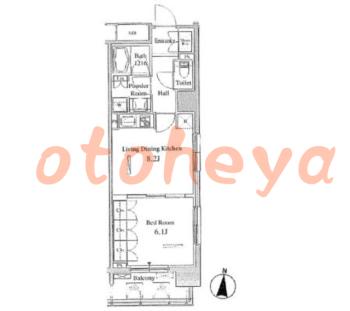 楽器ピアノ可相談 の 賃貸物件 1LDK 15.7万円の図面１