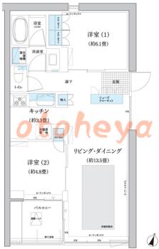 楽器ピアノ可相談 の 賃貸物件 2LDK 22.5万円の図面１