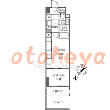 楽器ピアノ可相談 の 賃貸物件 1DK 14万円の図面１