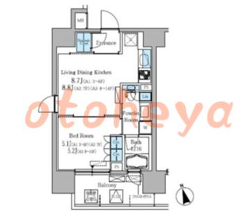 楽器ピアノ可相談 の 賃貸物件 1LDK 18.5万円の図面１