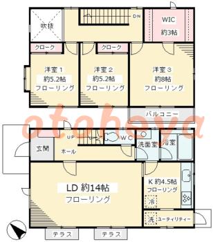 楽器ピアノ可相談 の 賃貸物件 3LDK 15.8万円の図面１