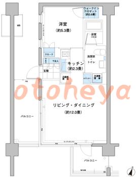 楽器ピアノ可相談 の 賃貸物件 1LDK 16.2万円の図面１