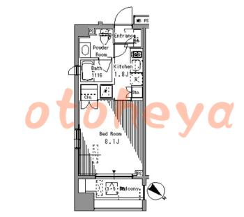 楽器ピアノ可相談 の 賃貸物件 1K 10.7万円の図面１