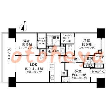 楽器ピアノ可相談 の 賃貸物件 3LDK 20.5万円の図面１