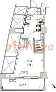 楽器ピアノ可相談 の 賃貸物件 1K 9.6万円の図面１