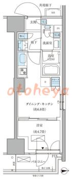楽器ピアノ可相談 の 賃貸物件 1DK 14万円の図面１