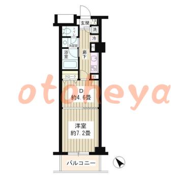 楽器ピアノ可相談 の 賃貸物件 1DK 11.6万円の図面１