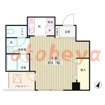 楽器ピアノ可相談 の 賃貸物件 1K 9.3万円の図面１