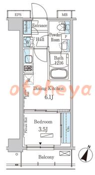楽器ピアノ可相談 の 賃貸物件 1DK 13.8万円の図面１