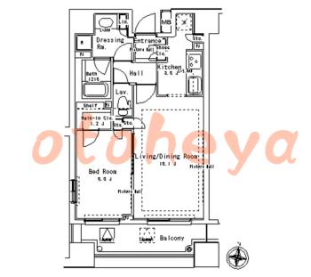 楽器ピアノ可相談 の 賃貸物件 1LDK 23.3万円の図面１